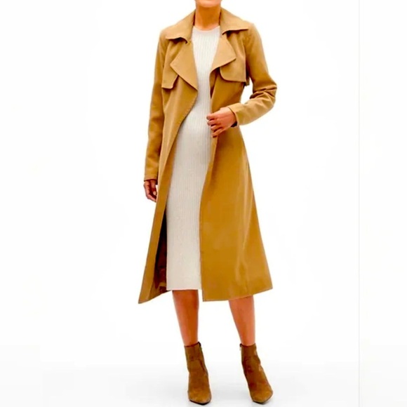 NWT Banana republic trench coat soft toffee color no buttons down front w/ belt - Picture 1 of 5
